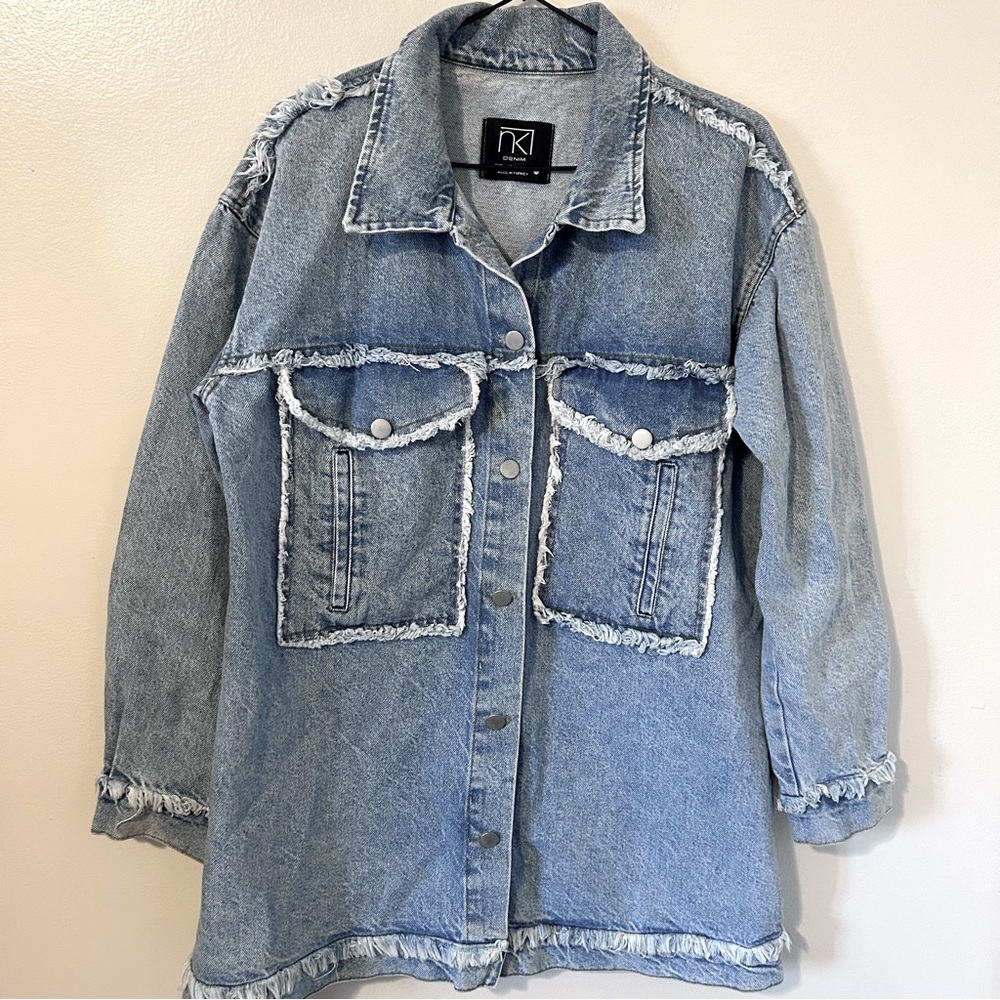 NK Denim Women’s Designer From Turkey Spring Summer Jacket Fringe Size Large